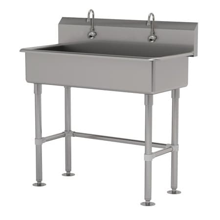 Advance Tabco 2 Station NSF 14 Ga. 304 SS Floor Mounted Sink - Electric Faucet Incl FS-FM-40EF